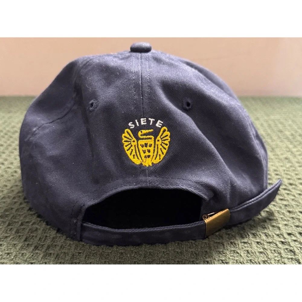 Siete Foods Weld Mfg Navy Blue Cotton Embroidered Strapback Hat Baseball Cap
